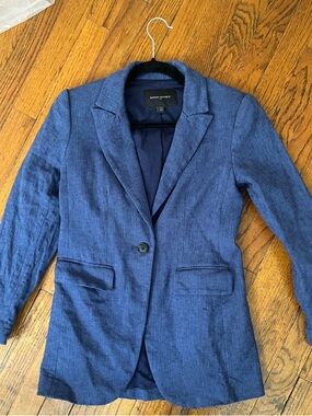 Banana Republic Blue Single-Button Linen-Blend Blazer Petite 00P